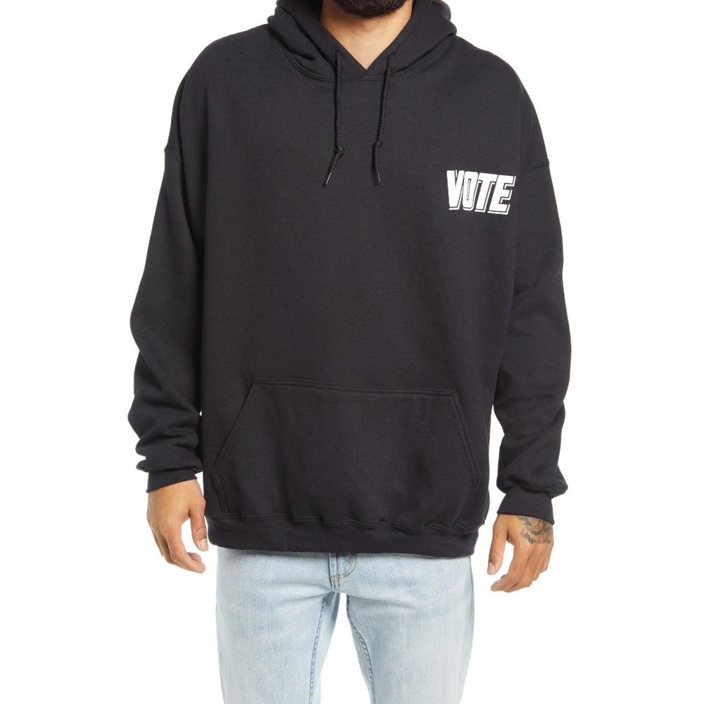 New With Tags NORDSTROM BP. Vote Hoodie Unisex Black USA Made